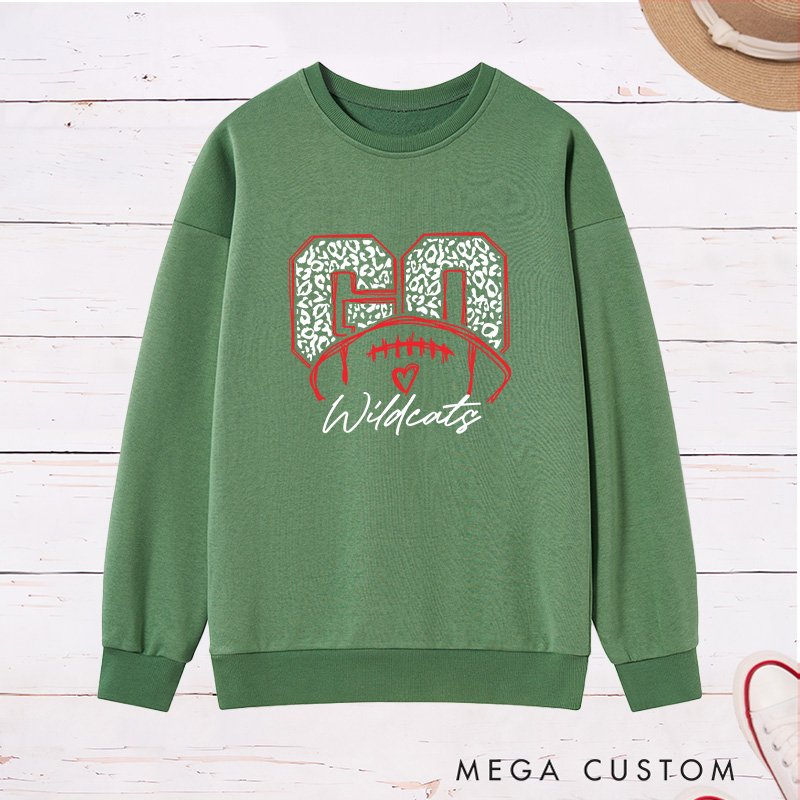 Personalized American Football Leopard Sweatshirt Featuring Custom Your Team Name on the Front