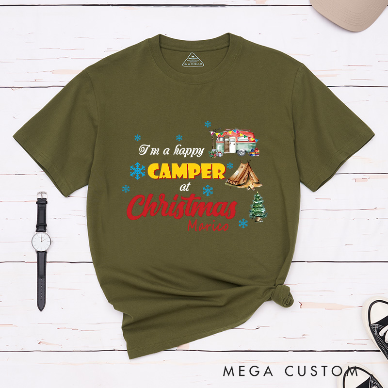Personalized Christmas Camping T-Shirt Hiking Adventure Lover Shirt for Outdoors Christmas Gift 