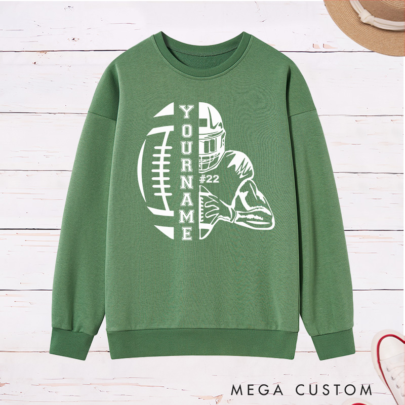 Personalized American Football Sweatshirt with Custom Player Name and Number