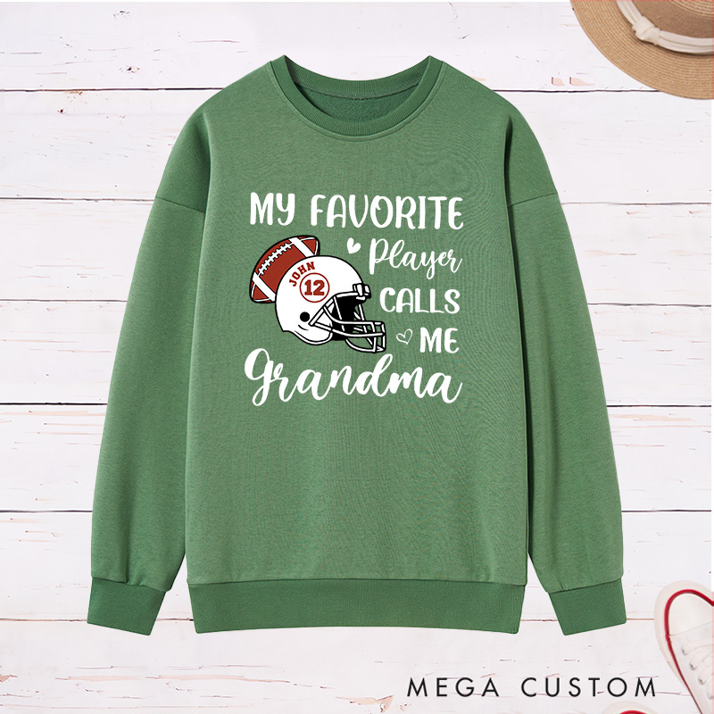Personalized American Football Grandma Sweatshirt with Custom Name and Number