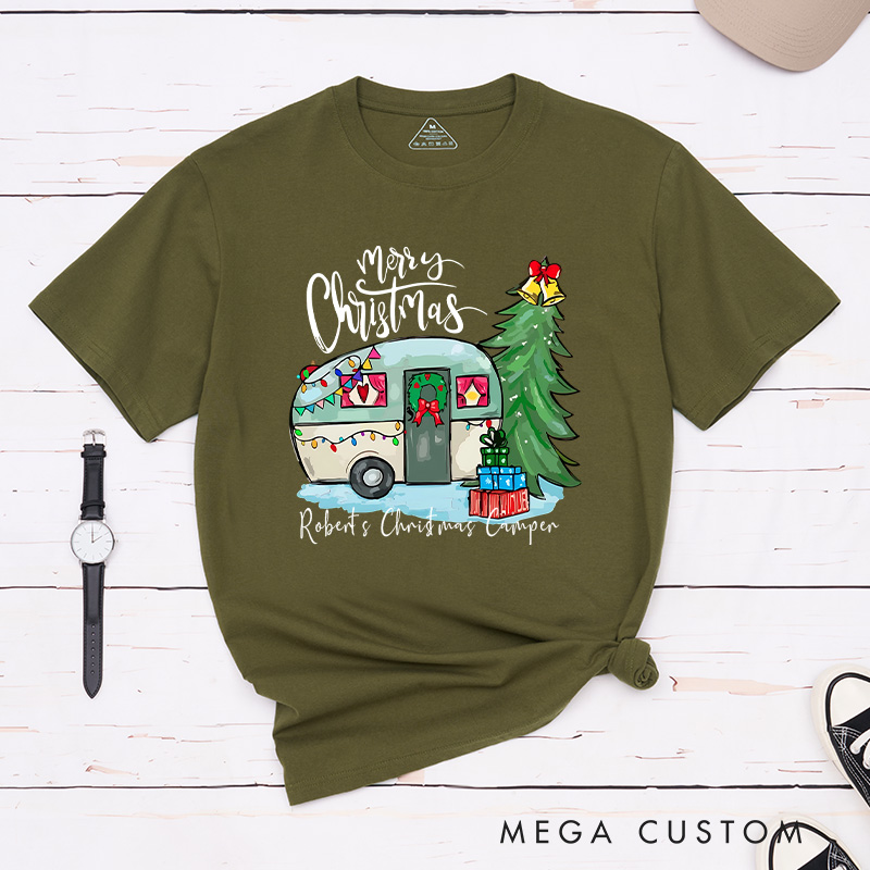 Personalized Camper Christmas T-Shirt Hiking Outdoors Lover Shirt Christmas Gift