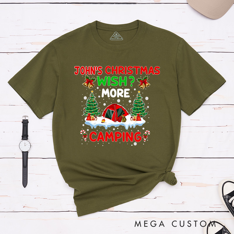 Personalized Christmas Wish T-Shirt Merry Christmas Camper Shirt Christmas Gift for Hiking Outdoors Lover
