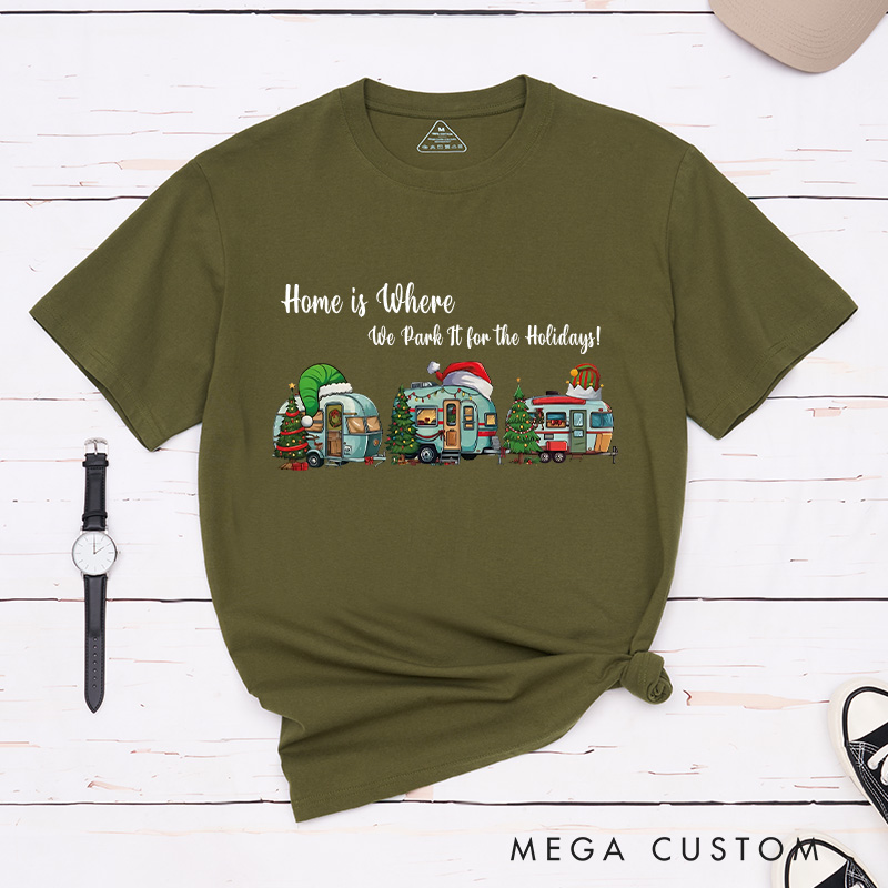 Personalized Holiday Cheer T-Shirt Camping Christmas Shirt Christmas Gift for Hiking Outdoors Lover