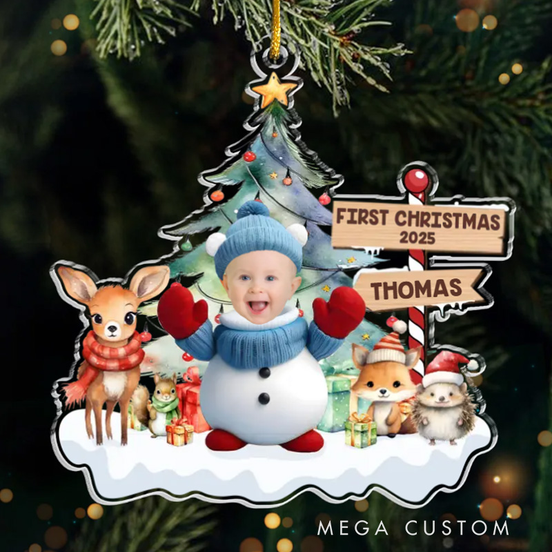 Personalized Photo Under The Mistletoe With My Little Bundle Of Joy Christmas Gift for Baby