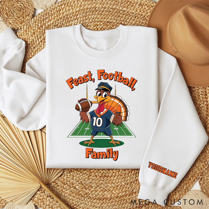 [Copy]Personalized Thanksgiving American Football Turkey Sweatshirt with Custom Player Name