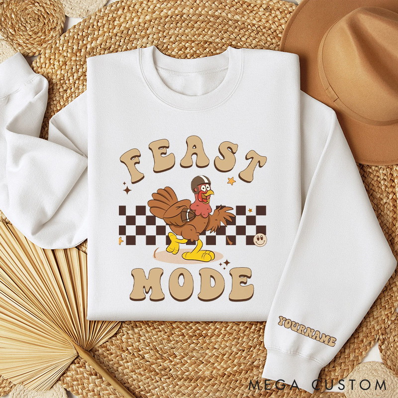 Personalized Thanksgiving American Football Turkey Sweatshirt with Custom Name, Thanksgiving Fun Awaits