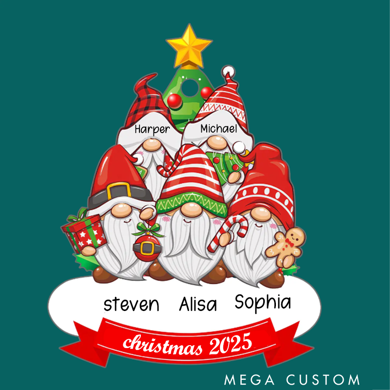 Personalized Gnomes Ornament Family Christmas Ornaments and Personalized Gnome Ornament for Christmas Tree Decor