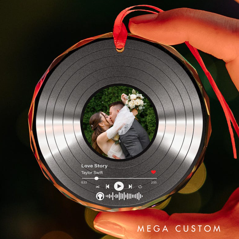 Personalized Song Photo Ornament and Couple Song Ornament Personalized Album Cover Music Plaque Acrylic Record Plaque Music Gift