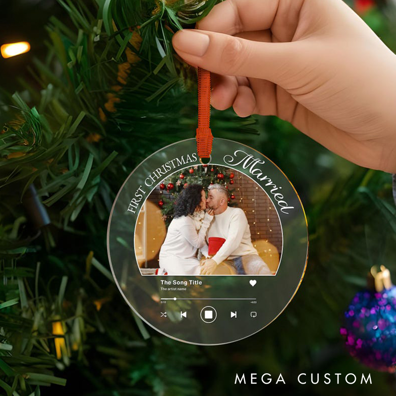Personalized Couple Photo and Song Ornament Personalized Album Cover Music Plaque Acrylic Record Plaque Music Gift
