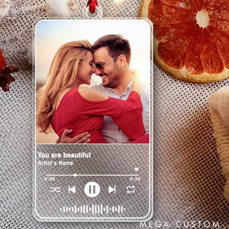 Personalized Song Photo Ornament Custom Song Name Christmas Couple Ornament and Custom Photo Couple Ornament and Love Song Ornament