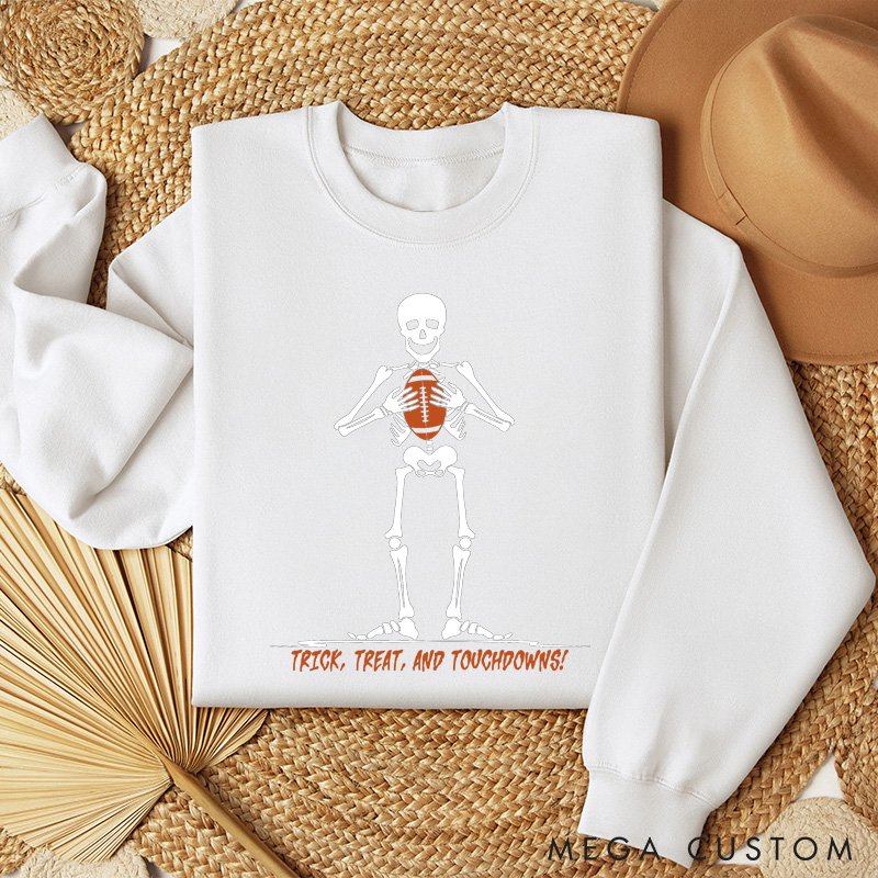 Personalized American Football Sweatshirt with Custom Text for Spooky Season Meets Game Day