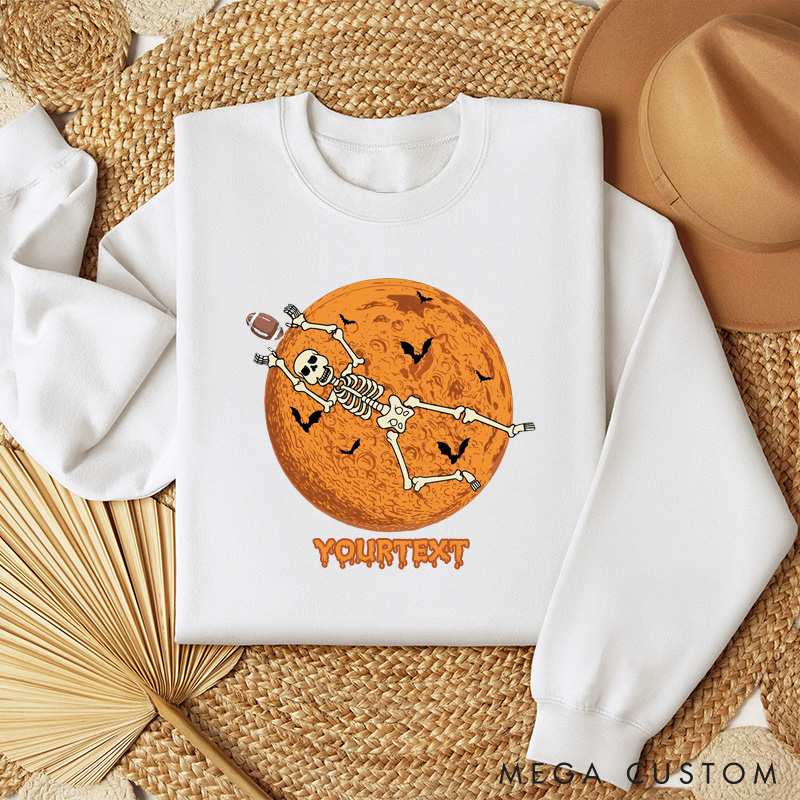 Personalized Skeleton Moon American Football Sweatshirt with Custom Your Text