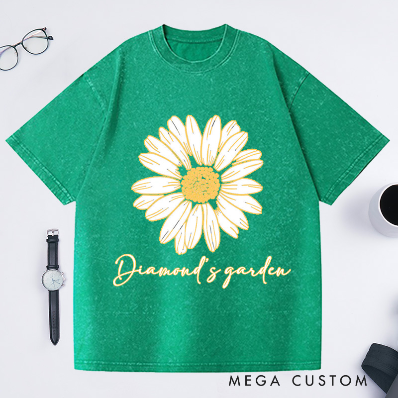 Personalized Daisy Washed T-Shirts Wildflower Shirt Floral Shirt Gift Plant Lover Gift Gardening Lover Gift Flower Tee Plant Lover Tee