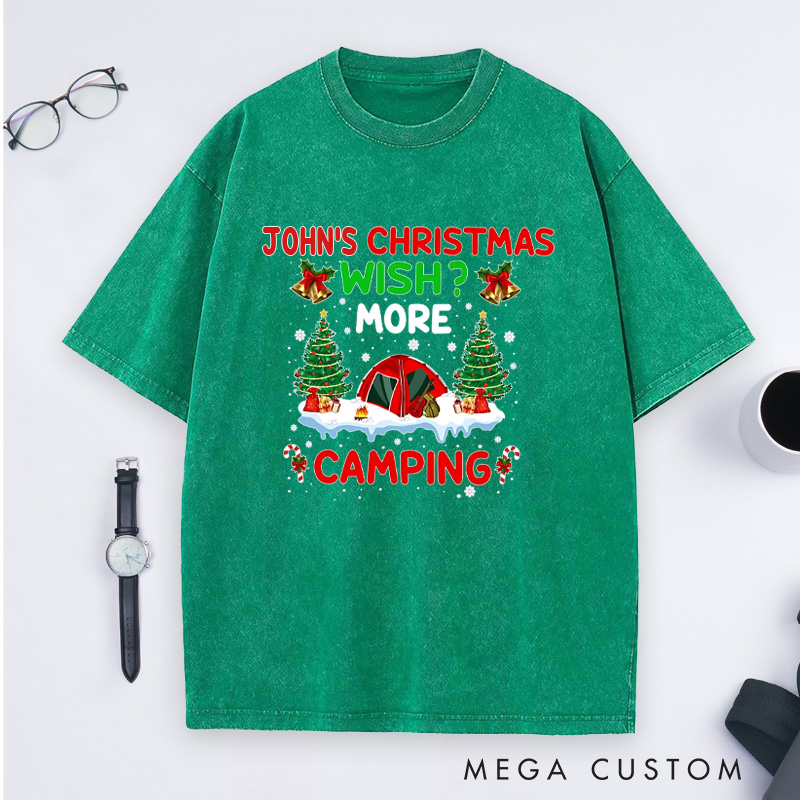 Personalized Merry Christmas Camper Washed T-Shirt Christmas Gift for Hiking Outdoors Lover 