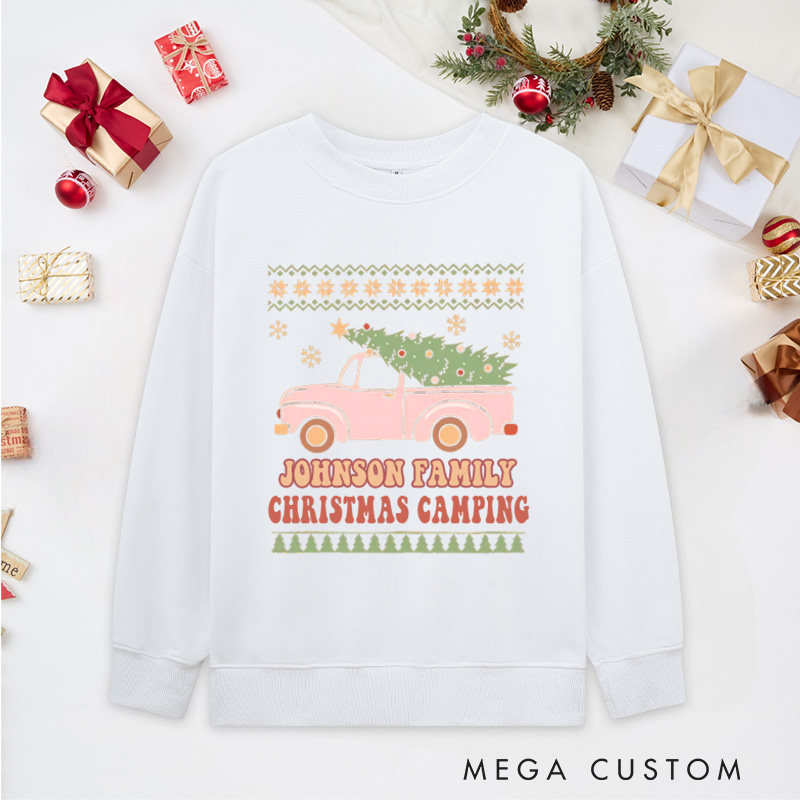 Personalized Family Christmas Camping Classic Sweatshirts Outdoor Adventure Sweatshirts Christmas Gift for Hiking Lover
