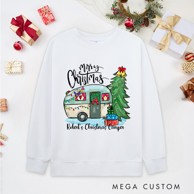Personalized Camper Christmas Classic Sweatshirts Hiking Outdoors Lover Sweatshirts Christmas Gift