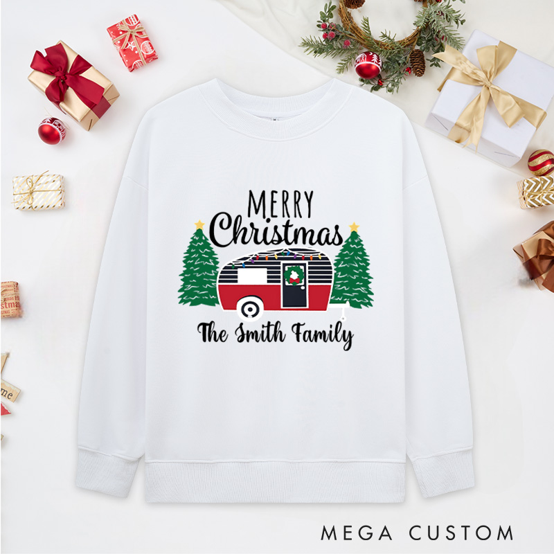 Personalized Cozy Camper Christmas Classic Sweatshirts Merry Christmas Sweatshirts Christmas Gift for Outdoors Lover