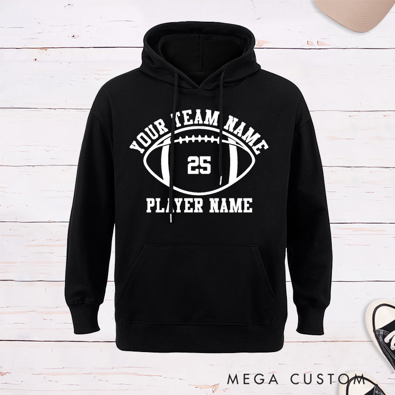 Personalized American Football Hoodie with Custom Team Name, Player Name and Number Design