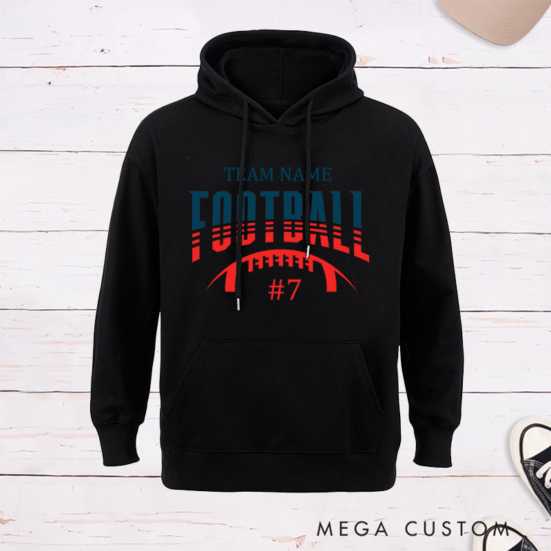 Personalized American Football Hoodie with Custom Your Team Name and Number
