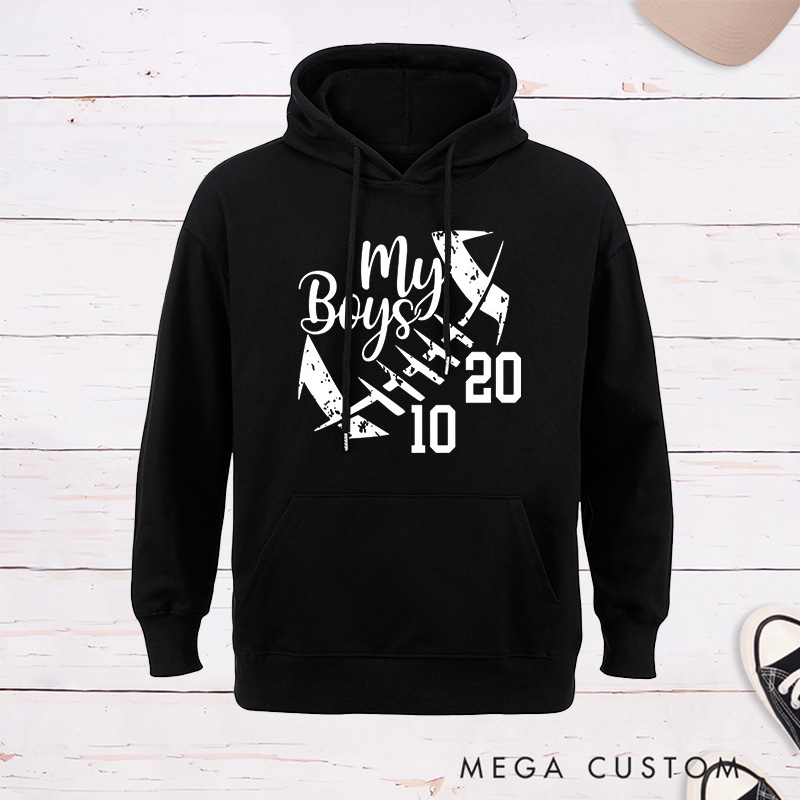 Personalized "My Boys" American Football Hoodie with Custom Number