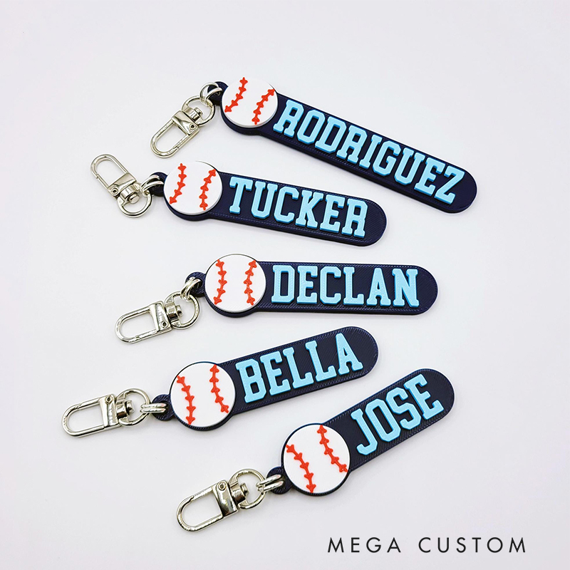 Personalized 3D Baseball-Themed Keychain Featuring Custom Name  