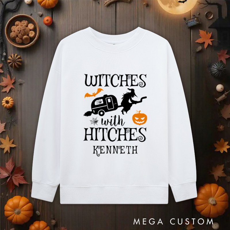 Personalized Witches with Hitches Sweatshirt Campers Life Sweatshirts Spooky Pumpkin Sweatshirt Halloween Gift Adventure Outdoor