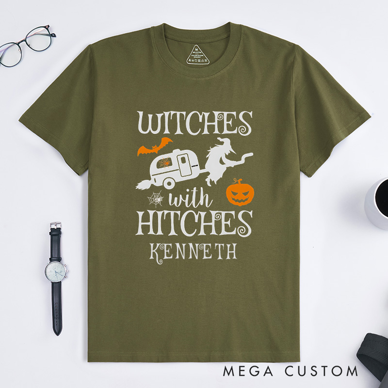 Personalized Witches with Hitches T-Shirt Campers Life Lovers Shirt Spooky Pumpkin Shirt Halloween Gift Adventure Outdoor