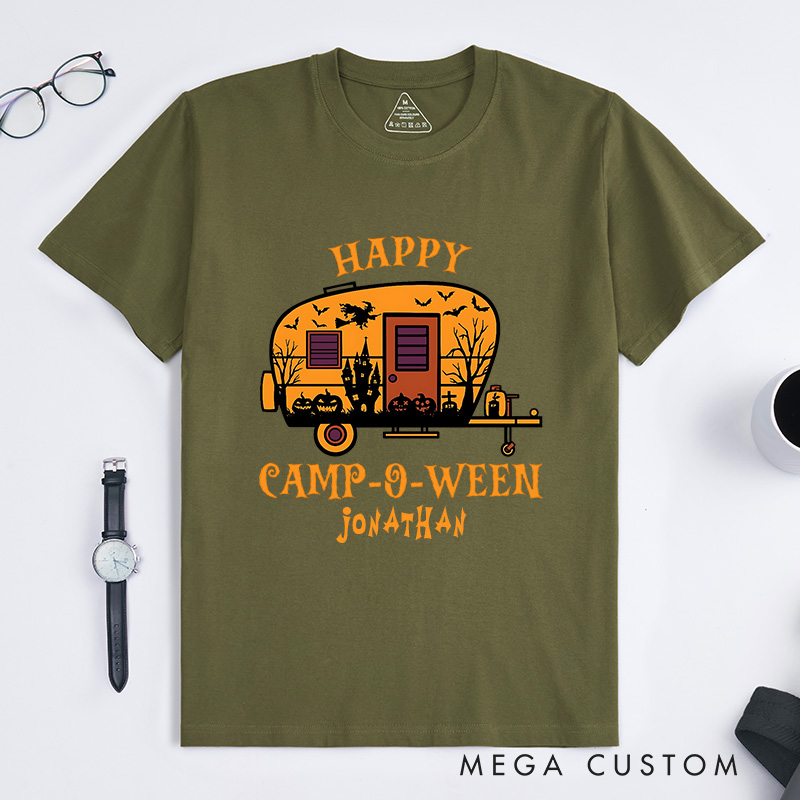 Personalized Halloween Camping Adventure T-Shirt Happy Halloween Shirt Halloween Gift for Outdoor
