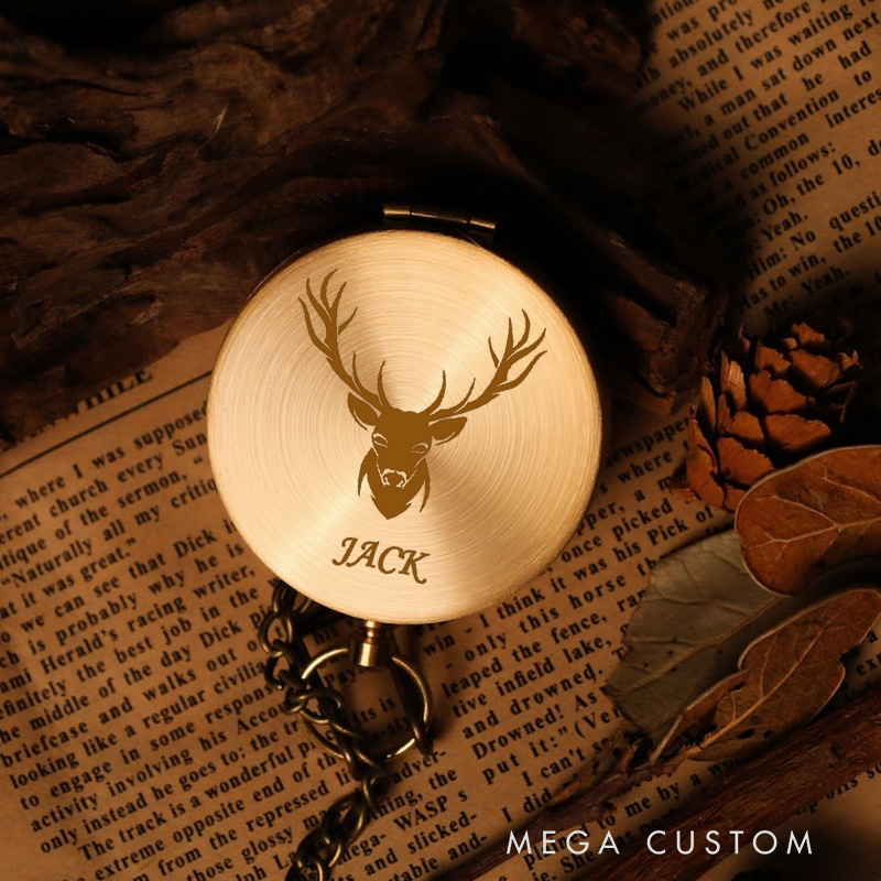 Personalized Stag Luminous Compass with Name and Bible Verse Religious Gift Christian Gift Faith Gift