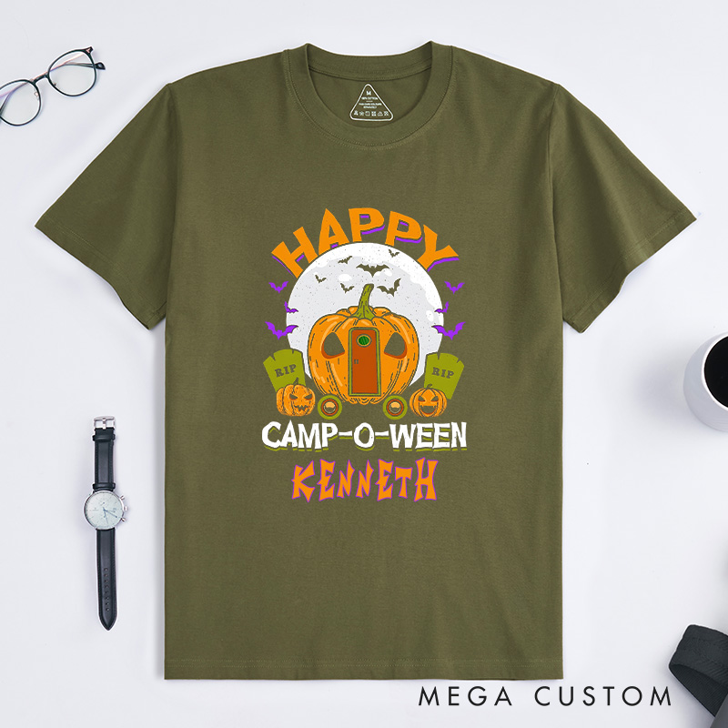 Personalized Happy Camp Halloween T-Shirt Halloween Camping Adventure Shirt Gift for Outdoor