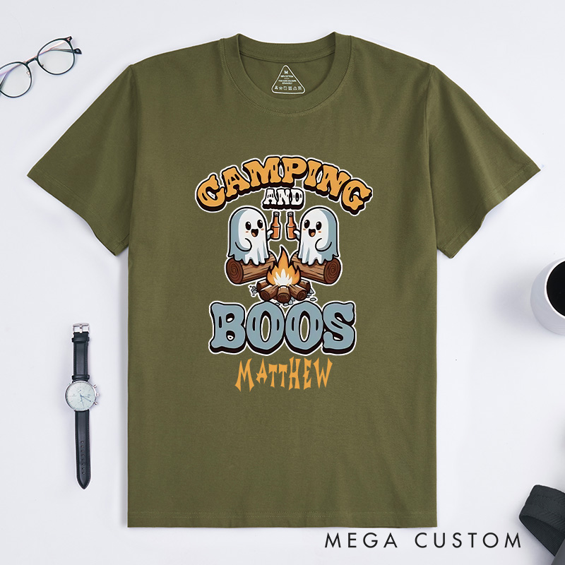 Personalized Camping and Boos T-Shirt Halloween Camping Hiking Lovers T-Shirt Halloween Gift