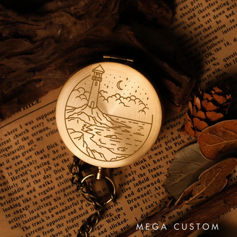 Personalized Star Moon Luminous Compass with Text Religious Gift Baptized Gift