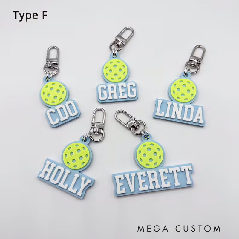 Personalized Pickleball Keychain with Custom Name and 3D Pickleball Design