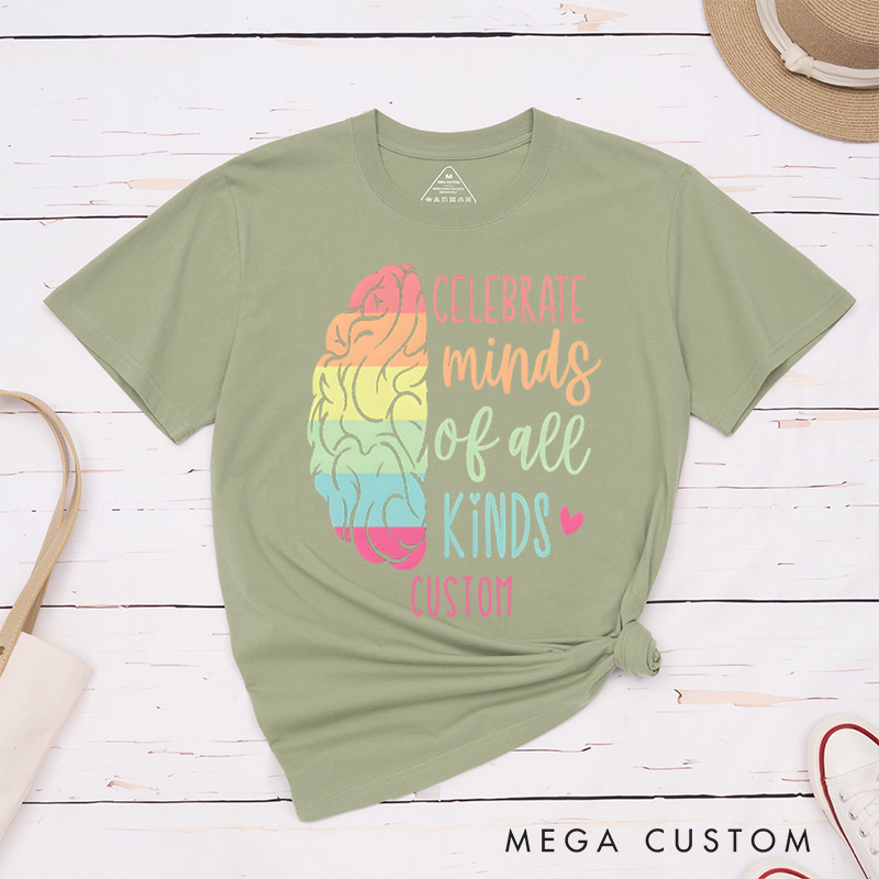 Personalized Celebrate Minds of All Kinds Autism Neurodiversity Autism Awareness T-Shirt Mental Health Gift