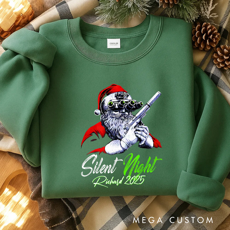 Personalized Silent Night Christmas Movie Sweatshirt Funny Holiday Crewneck Christmas Gift for Him