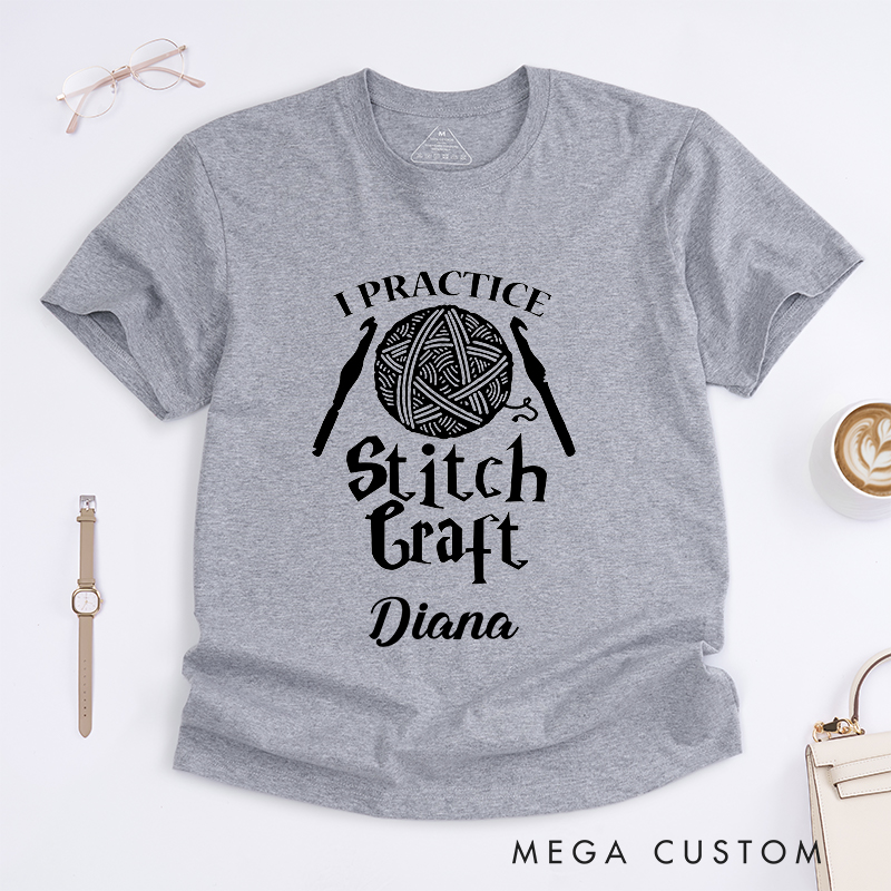 Personalized I Practice Stitch Craft Classic T-Shirts for Crocheting Lovers Halloween Crocheting Shirt 