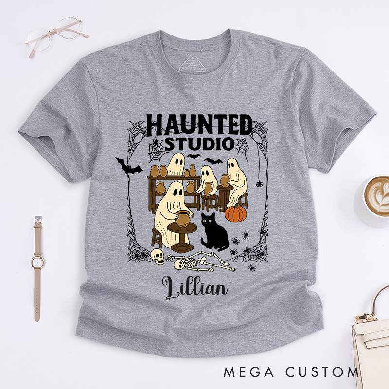 Personalized Haunted Studio Classic T-Shirts for Pottery Lovers Halloween Gift for Ceramics Artist