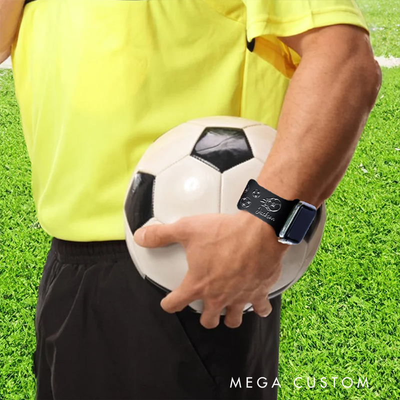 Personalized Soccer-Themed Watch Band with Custom Engraving