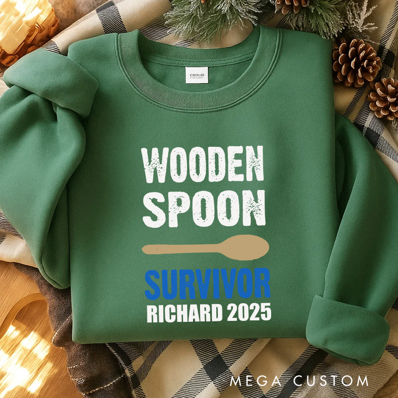 Personalized Wooden Spoon Survivor Funny Christmas Movie Sweatshirt Holiday Crewneck Christmas Gift