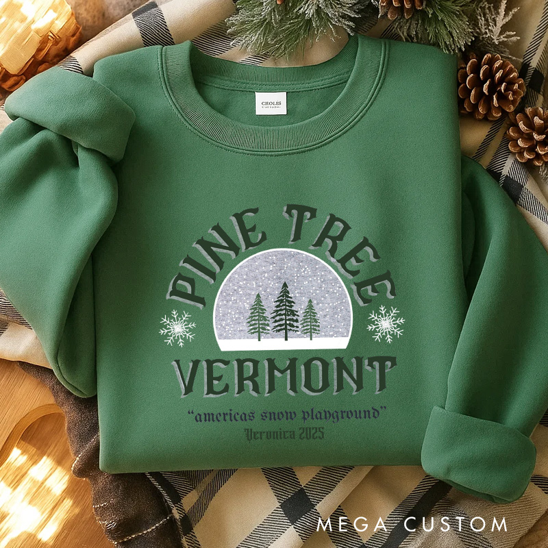 Personalized Pine Tree Vermont Movie Classic Sweatshirt Vintage Holiday Movies Crewneck Family Movie Shirt