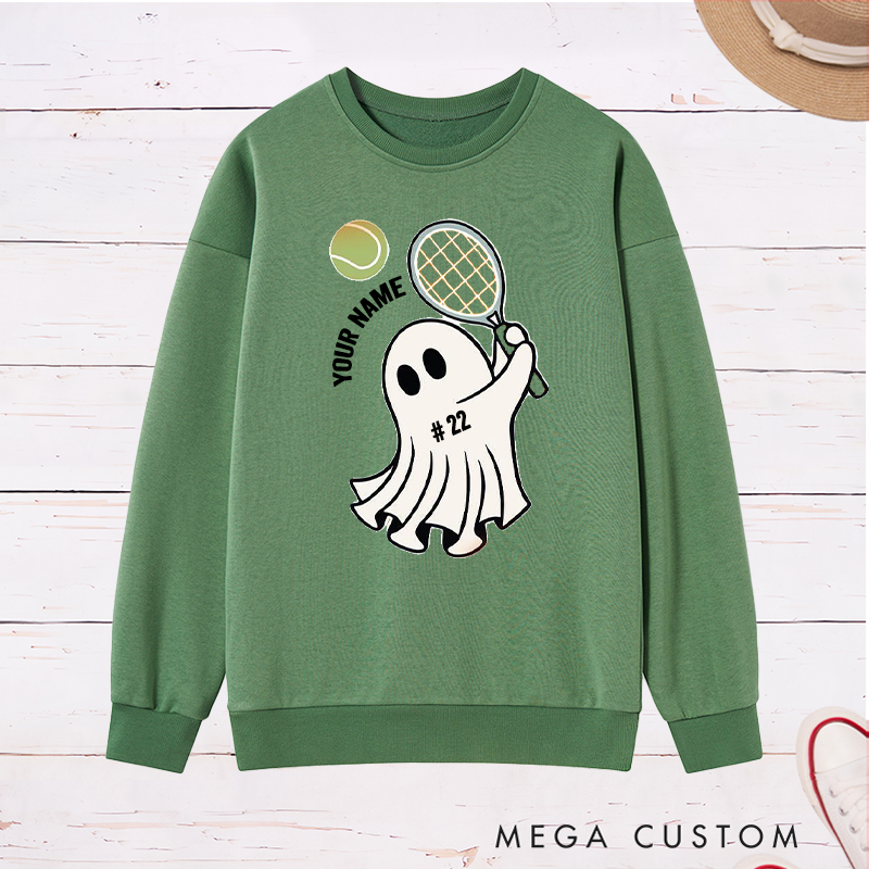  Personalized Ghost Tennis Sweatshirt with Custom Name and Number  