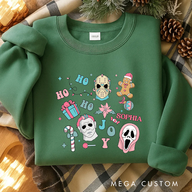 Personalized Horror Joy Christmas Classic Sweatshirt Retro Horror Film Series Crewneck Movie Holiday Shirt