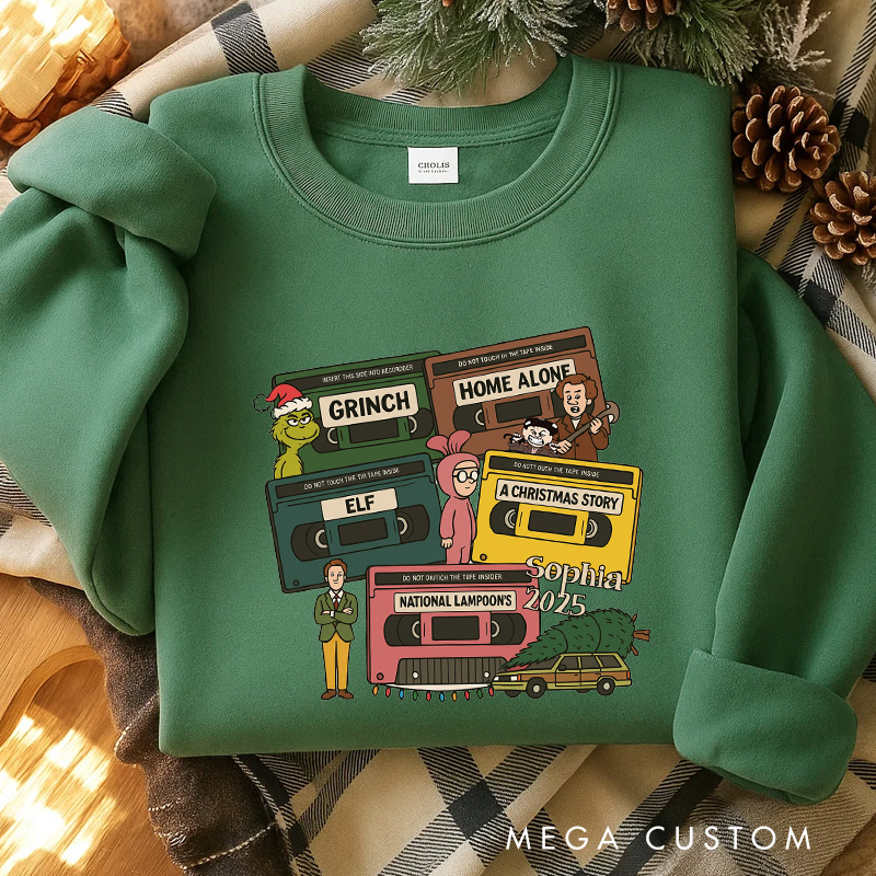 Personalized Christmas Videotapes Classic Sweatshirt Christmas Film Crewneck Movie Holiday Shirt