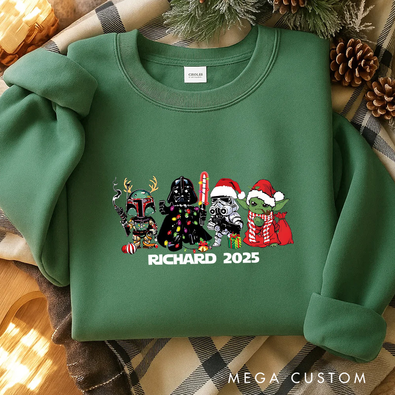 Personalized Star Crew Christmas Classic Sweatshirt Galaxy War Film Crewneck Movie Holiday Shirt