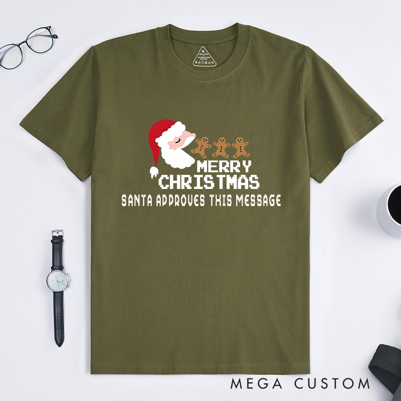 Personalized Merry Christmas with Gingerbread Cheer T-Shirt Christmas Gift for Geek Nerd