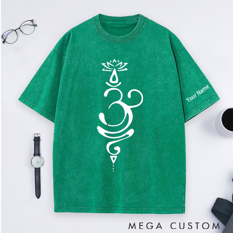 Personalized Yoga Teacher Washed T-Shirt with Elegant Line Art Design Perfect Gift for Yoga Lover and Daily Wear