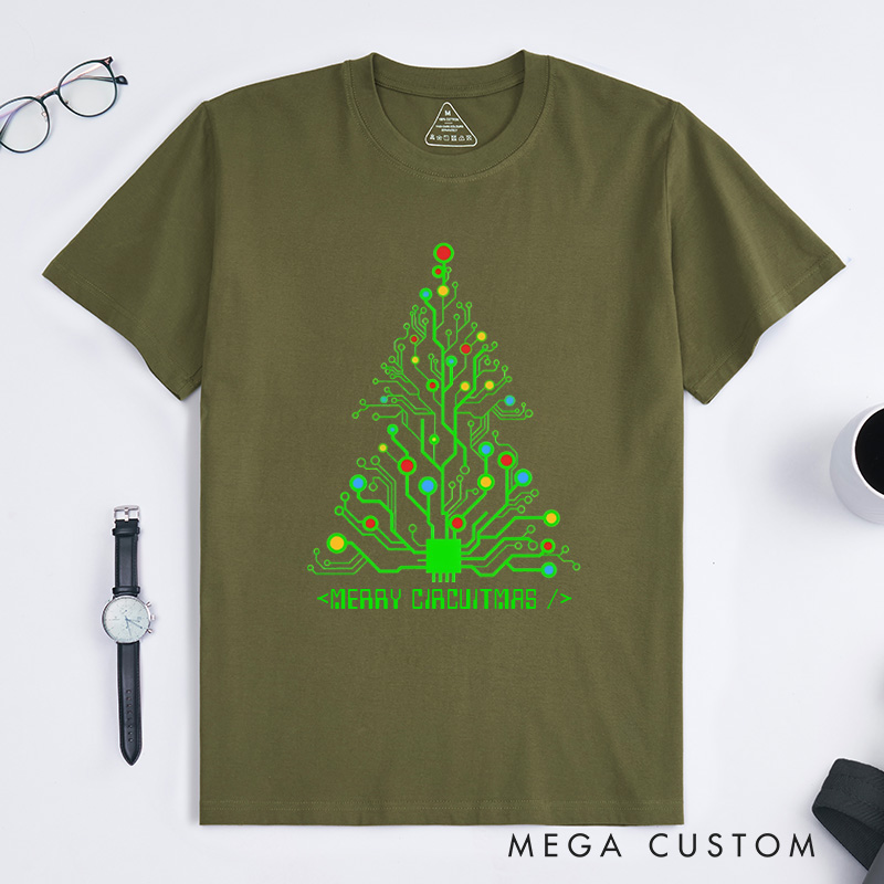 Personalized Merry Circuitmas T-Shirt Programmer Computer Technology Lovers Shirt Christmas Gift for Geek Nerd