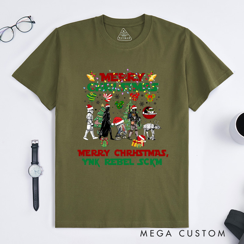 Personalized Galactic Christmas T-Shirt Science Fiction Enthusiasts Christmas Gift for Geek Nerd