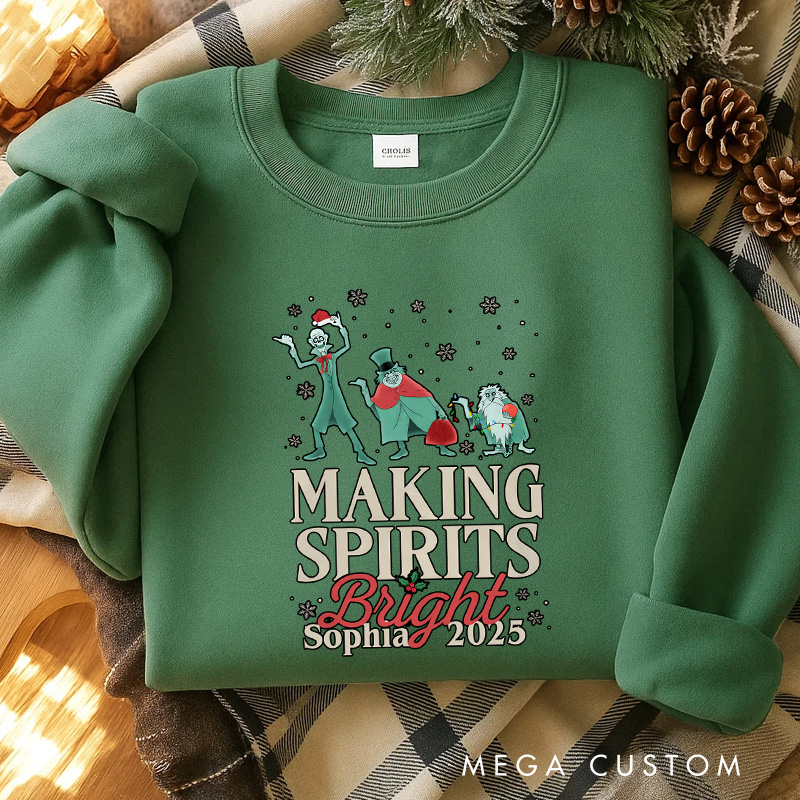Personalized Making Spirits Bright Christmas Classic Sweatshirt Retro Horror Film Series Crewneck Movie Holiday Shirt