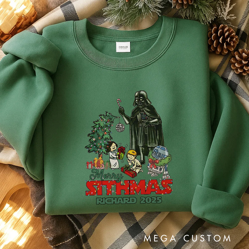 Personalized Retro Style Merry Sithmas Christmas Classic Sweatshirt Galaxy War Film Crewneck Movie Holiday Shirt